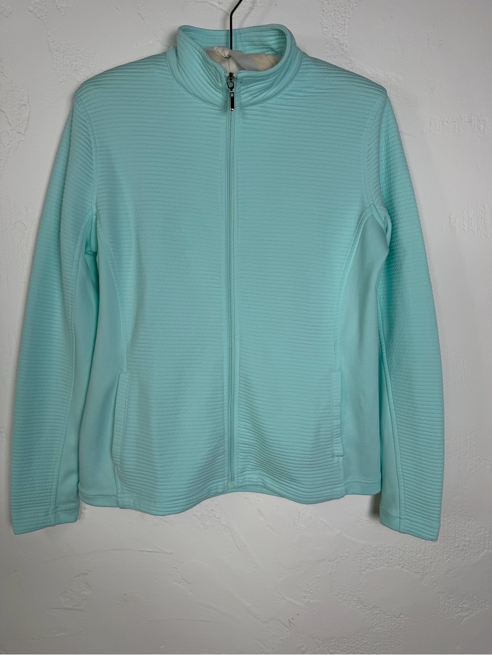 Pebble Beach light aqua Ribbed Performance Jacket - full zip - Picture 6 of 16